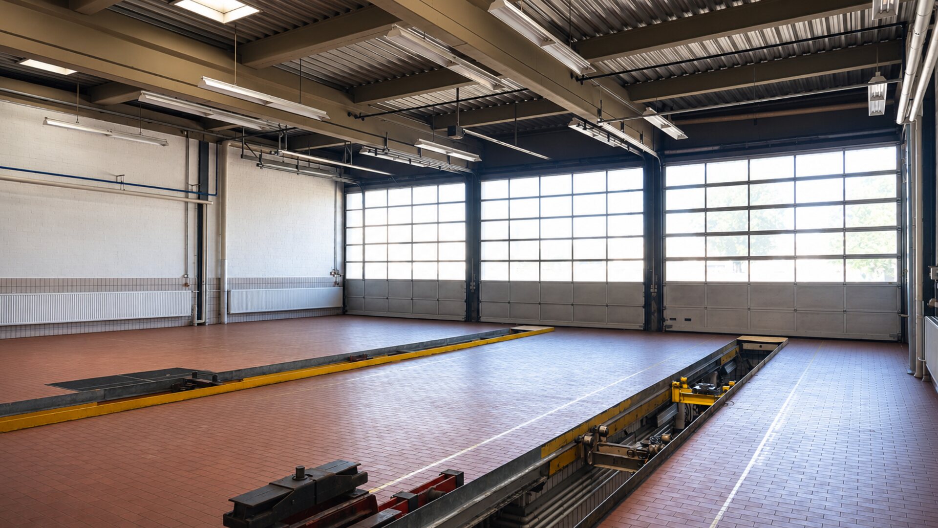 Gewerbehalle in Weiden in der Oberpfalz mit drei Sektionaltoren und zwei parallelen Werkstattgruben